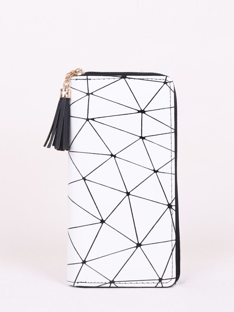 Tassel Charm Geometric Pattern Long Wallet