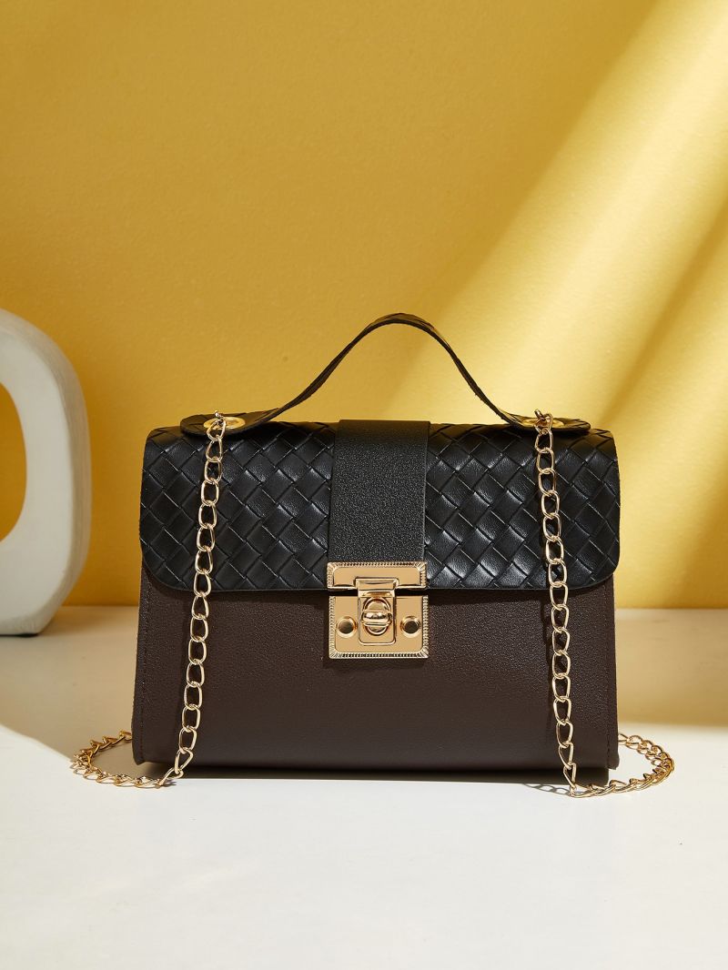 Mini Braided Design Turn-Lock Chain Bag