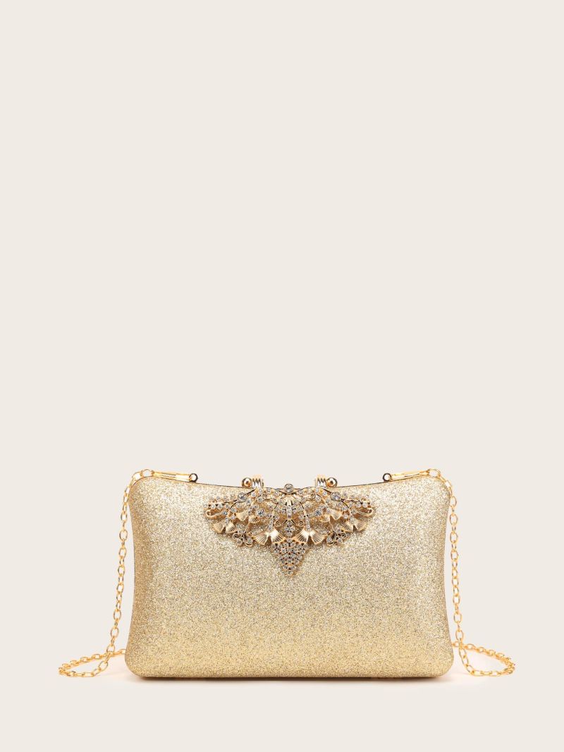 Rhinestone Decor Glitter Box Evening Bag