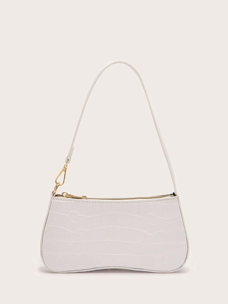 Croc Embossed Baguette Bag