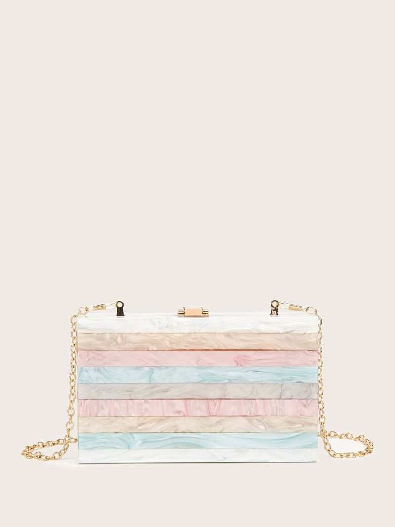 Mini Colorblock Chain Box Bag