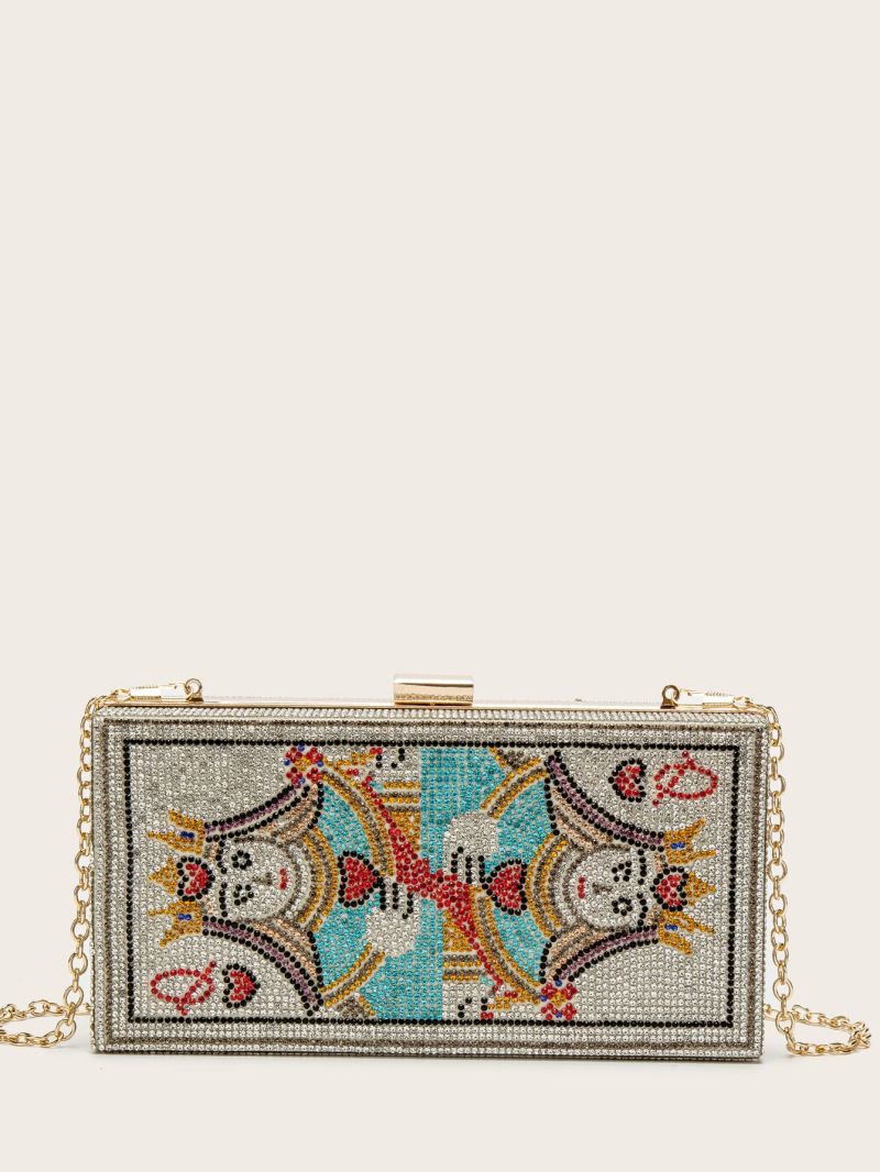 Figure Graphic Rhinestone Box Bag