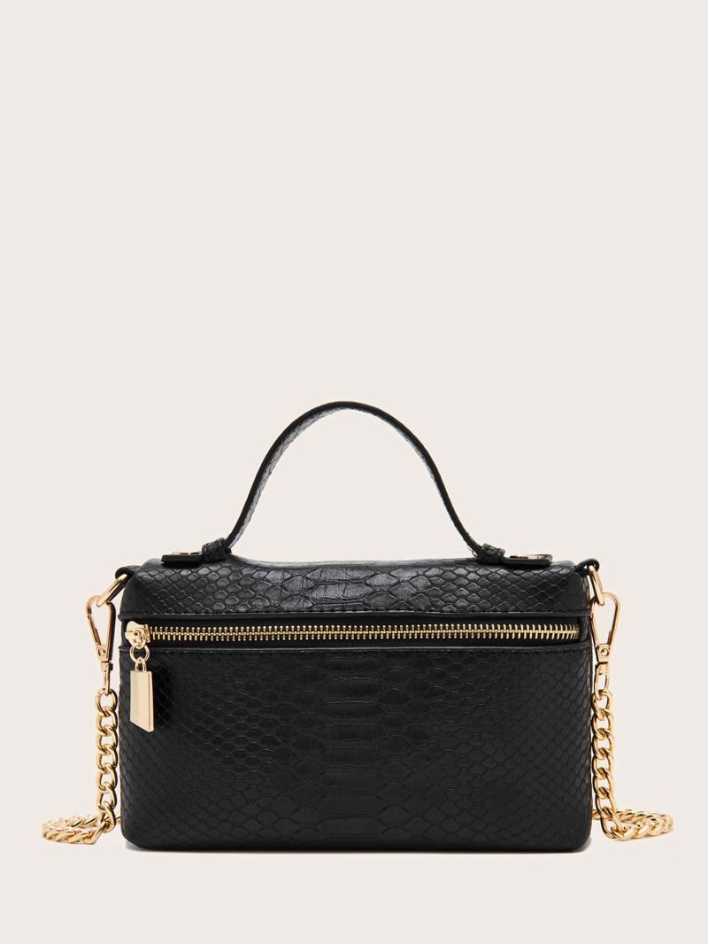 Snakeskin Embossed Bucket Bag