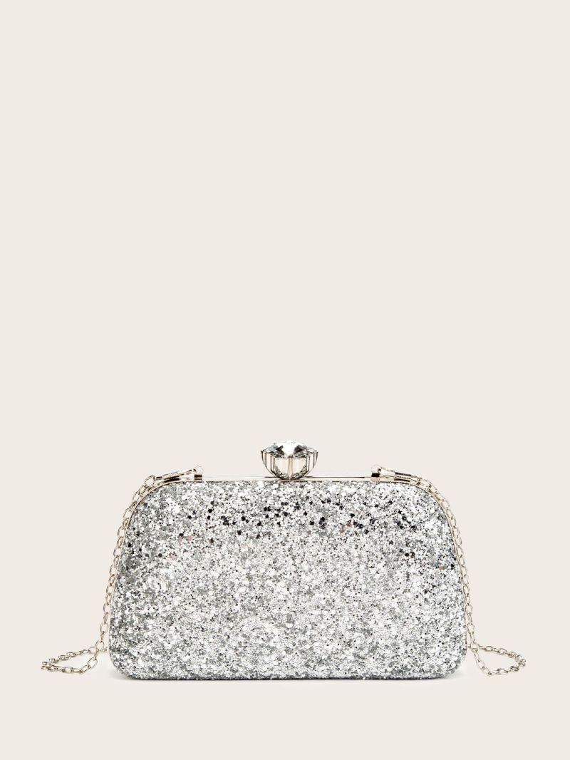 Rhinestone Decor Glitter Chain Evening Bag