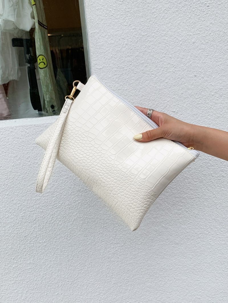 Minimalist Croc Embossed Clutch Bag
