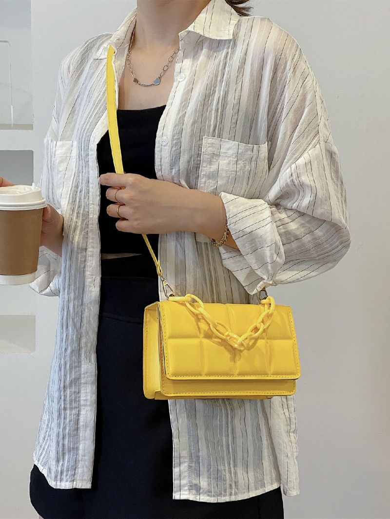 Mini Minimalist Square Embossed Chain Satchel Bag