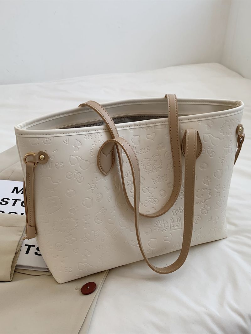 Cartoon Embossed Large Capacity Tote Bag