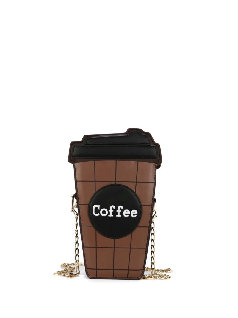 Mini Cup Design Letter Patch Novelty Bag