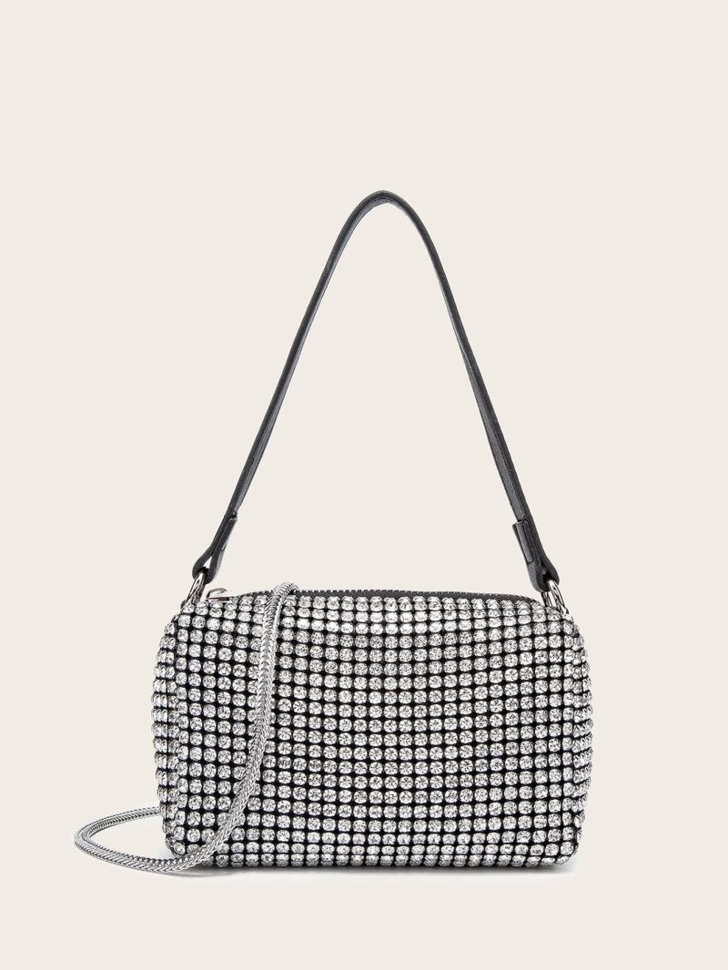 Mini Colorblock Rhinestone Decor Square Bag