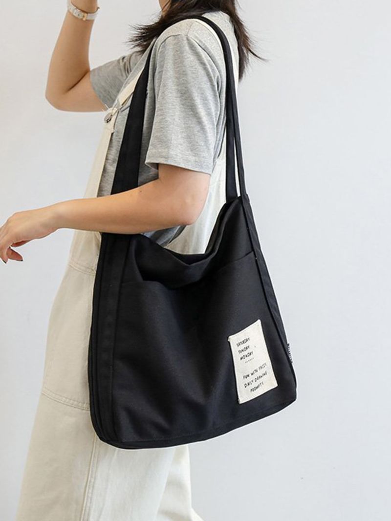 Patch Decor Shoulder Tote Bag