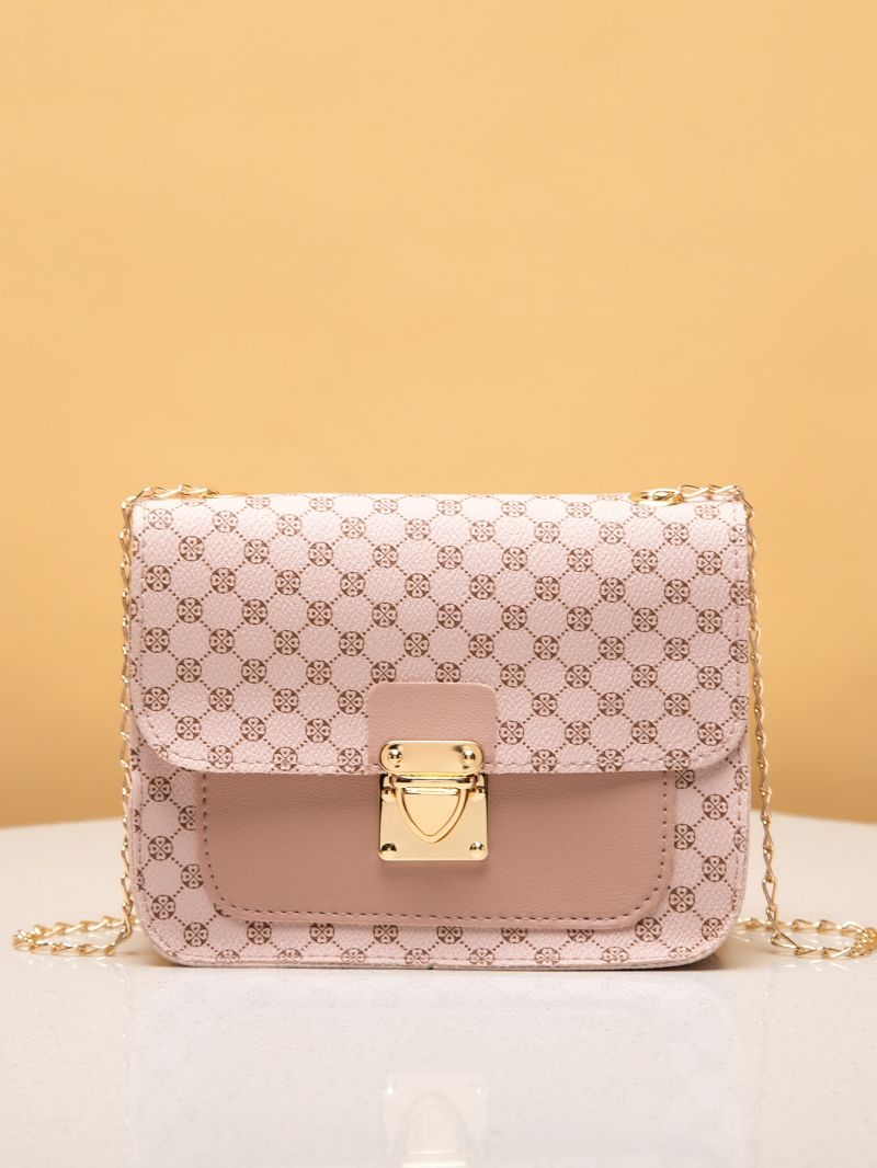 Mini Floral Pattern Push Lock Shoulder Bag