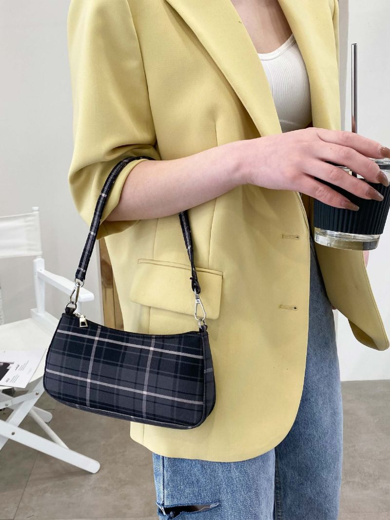 Plaid Baguette Bag