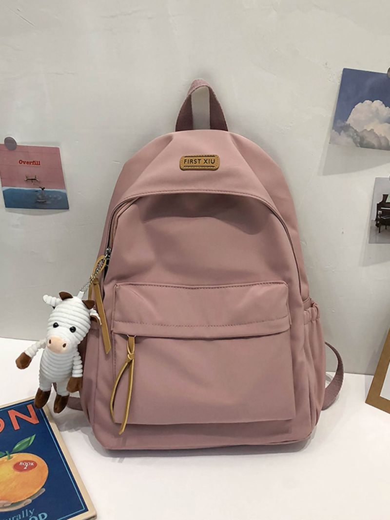 Letter Patch Doll Decor Backpack