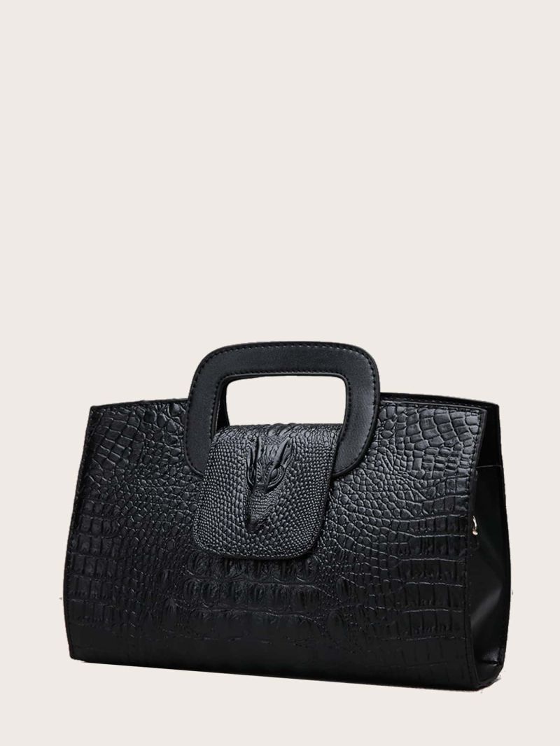Croc Embossed Satchel Bag