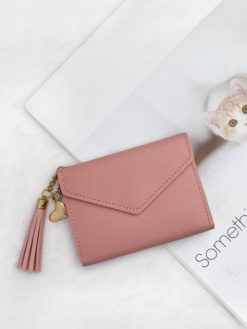 Metal Heart & Tassel Decor Small Wallet