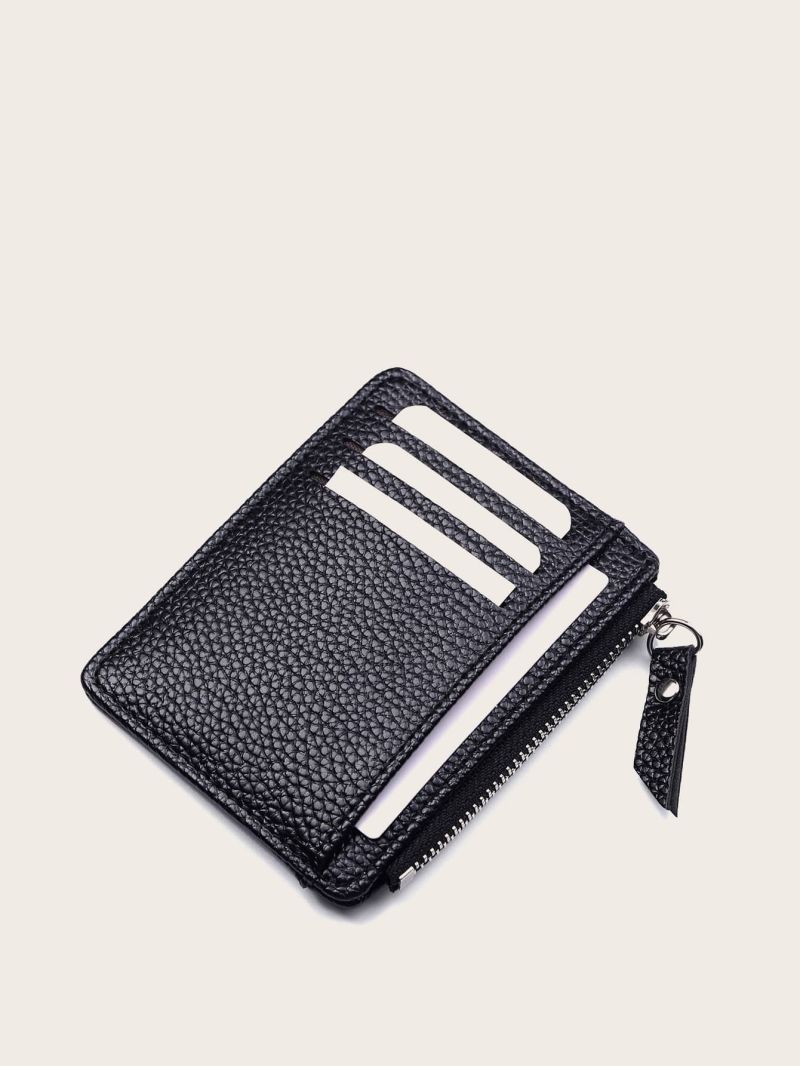 Litchi Embossed Zip Card Holder