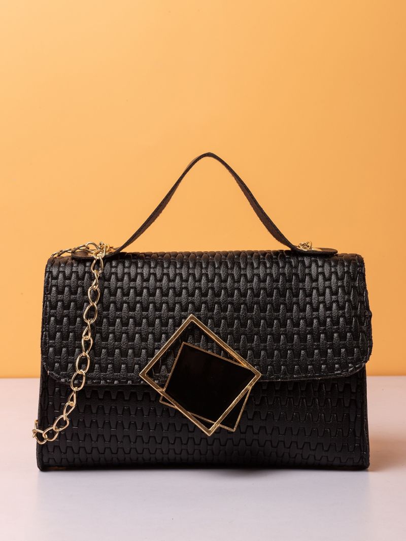 Mini Metal Decor Braided Design Chain Satchel Bag