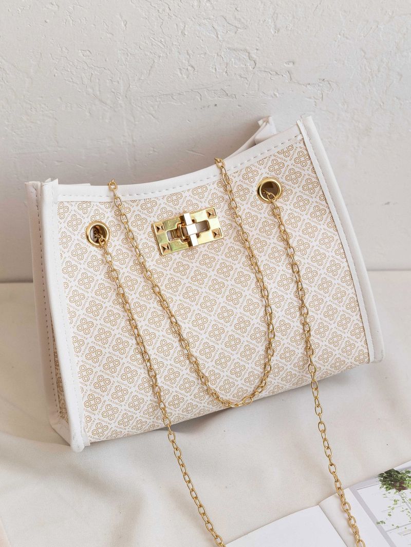 Geo Graphic Turn-lock Shoulder Bag