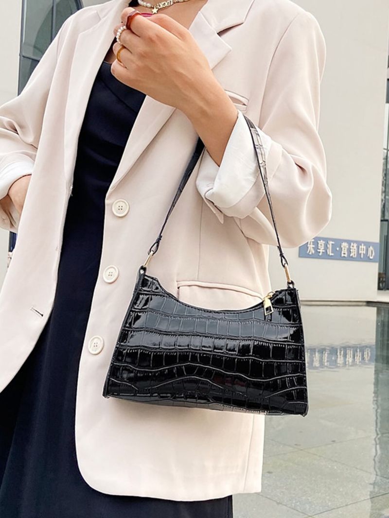 Croc Embossed Baguette Bag