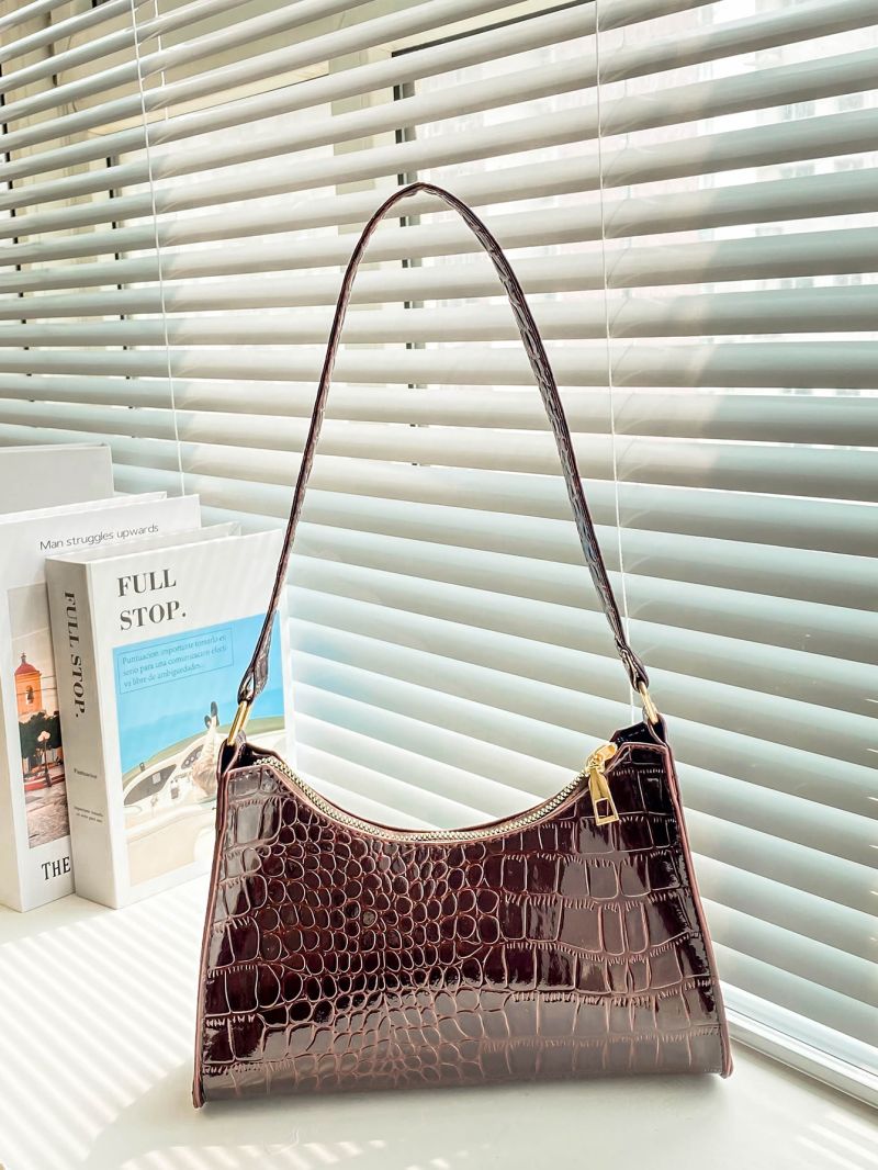 Croc Embossed Baguette Bag
