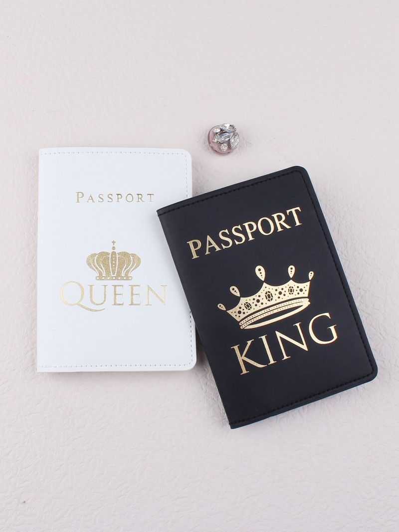 2pcs Couple Crown Graphic Passport Case