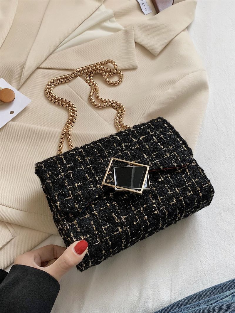Mini Tweed Plaid Flap Chain Bag