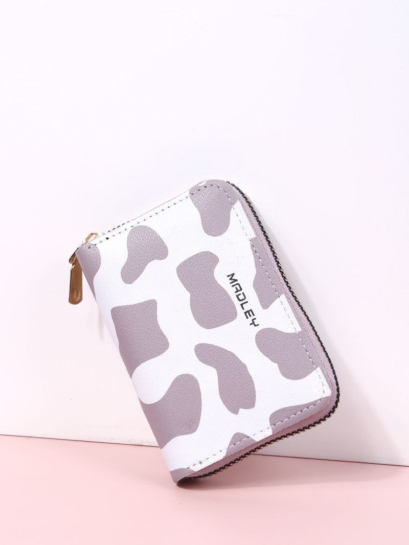 Cow Pattern Zipper Around Card Holder