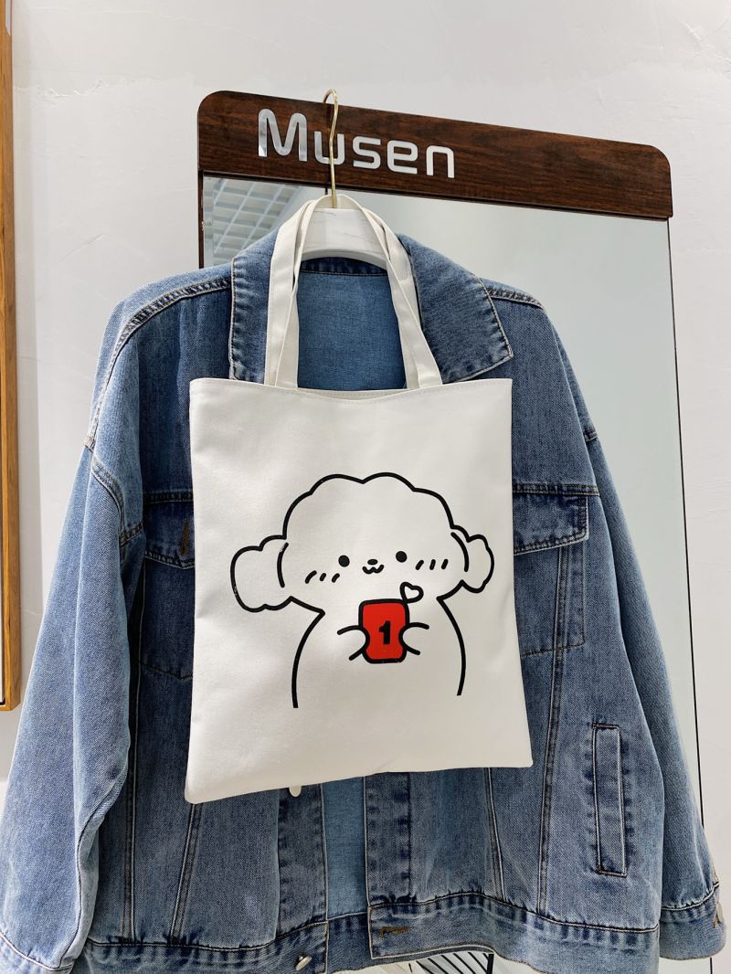 Cartoon Dog Graphic Tote Bag