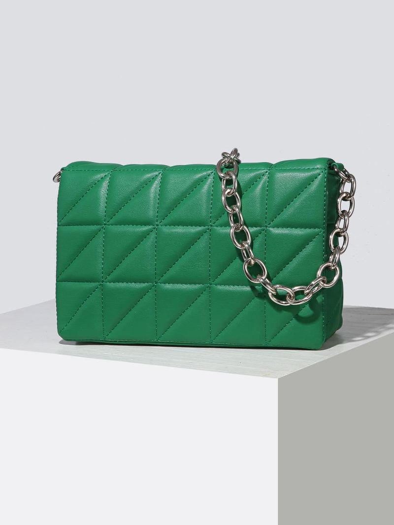 Textured Chain Flap Shoulder Bag