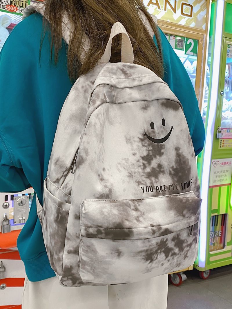 Tie Dye Letter Graphic Functional Backpack