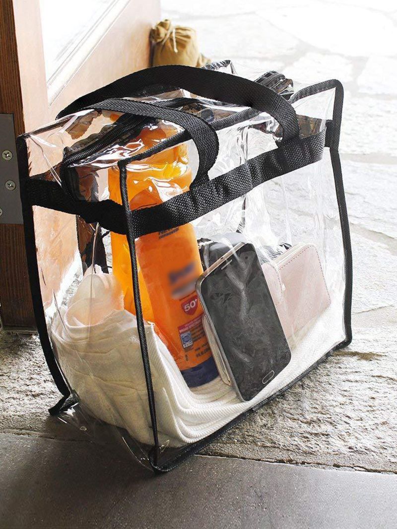 Contrast Binding Clear Tote Bag