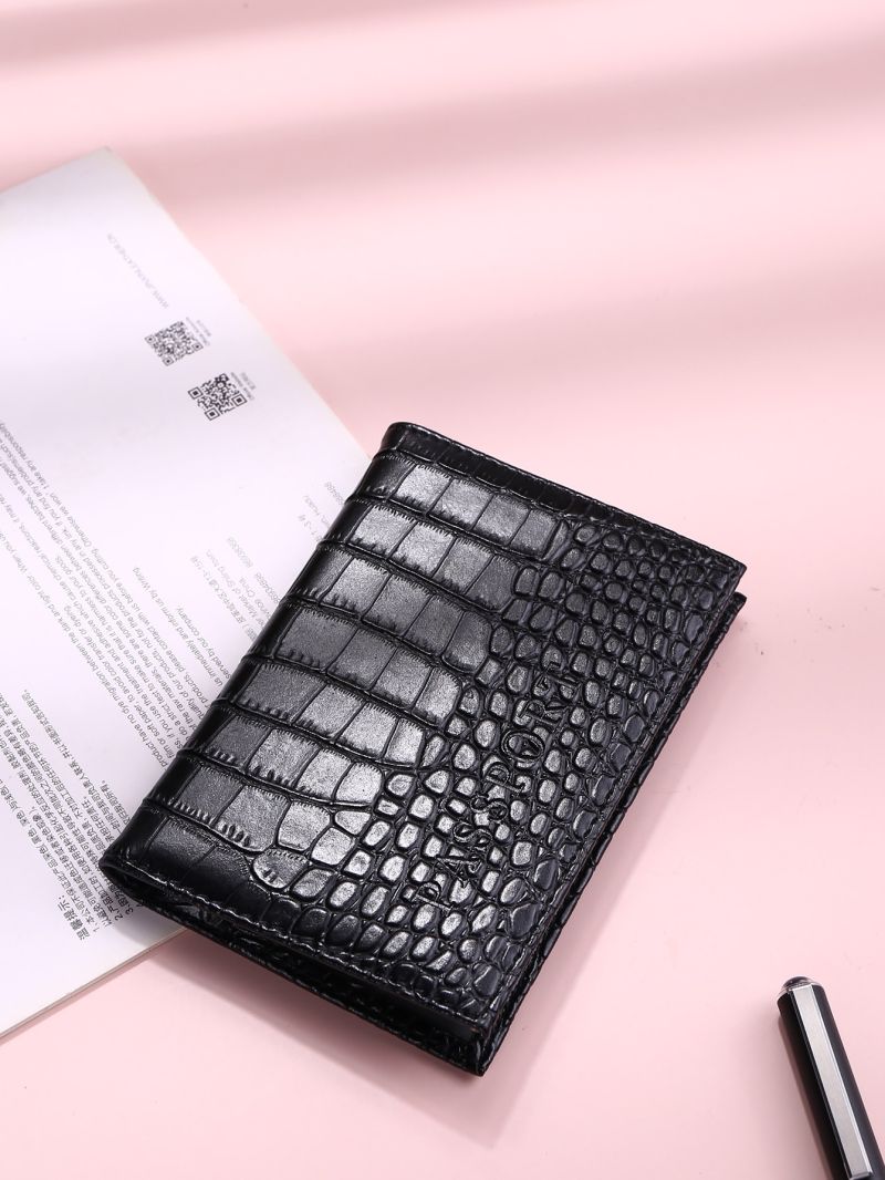 Croc Embossed Fold Over Passport Case