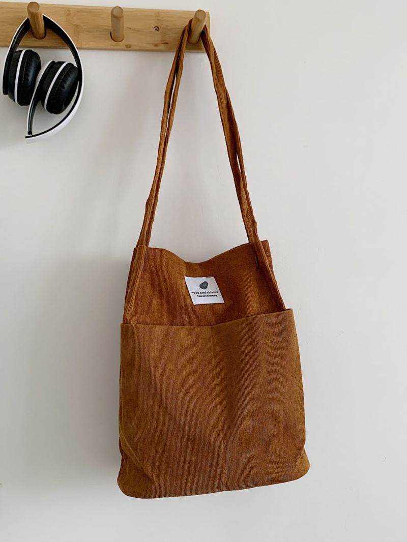 Letter Patch Shoulder Tote Bag