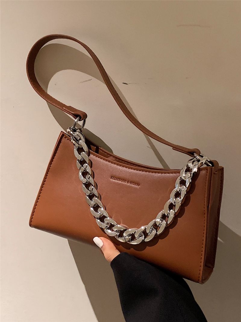 Chain Decor Baguette Bag
