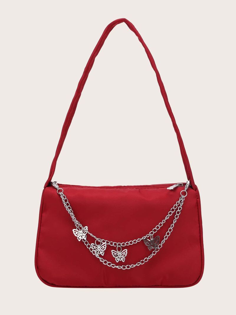 Mini Minimalist Chain Decor Baguette Bag