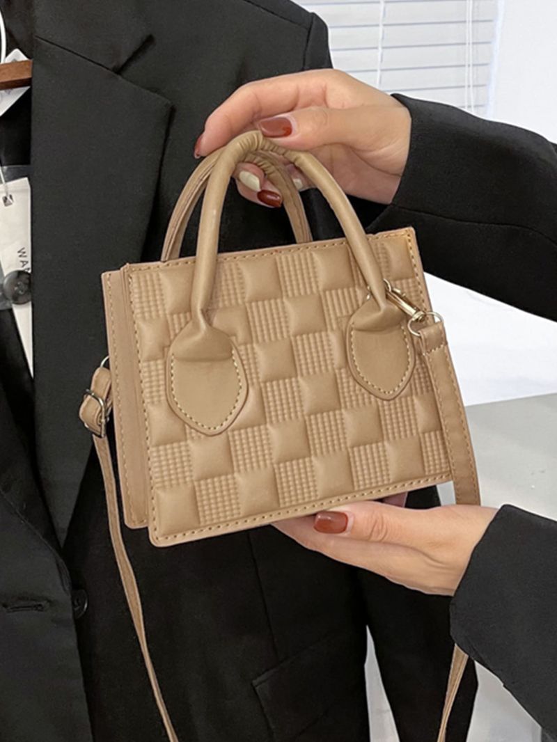 Mini Quilted Pattern Double Handle Square Bag