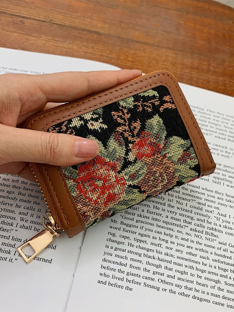 Large Floral Pattern Small Wallet Multi-Card Card Organizer For Storage Credit Cards
