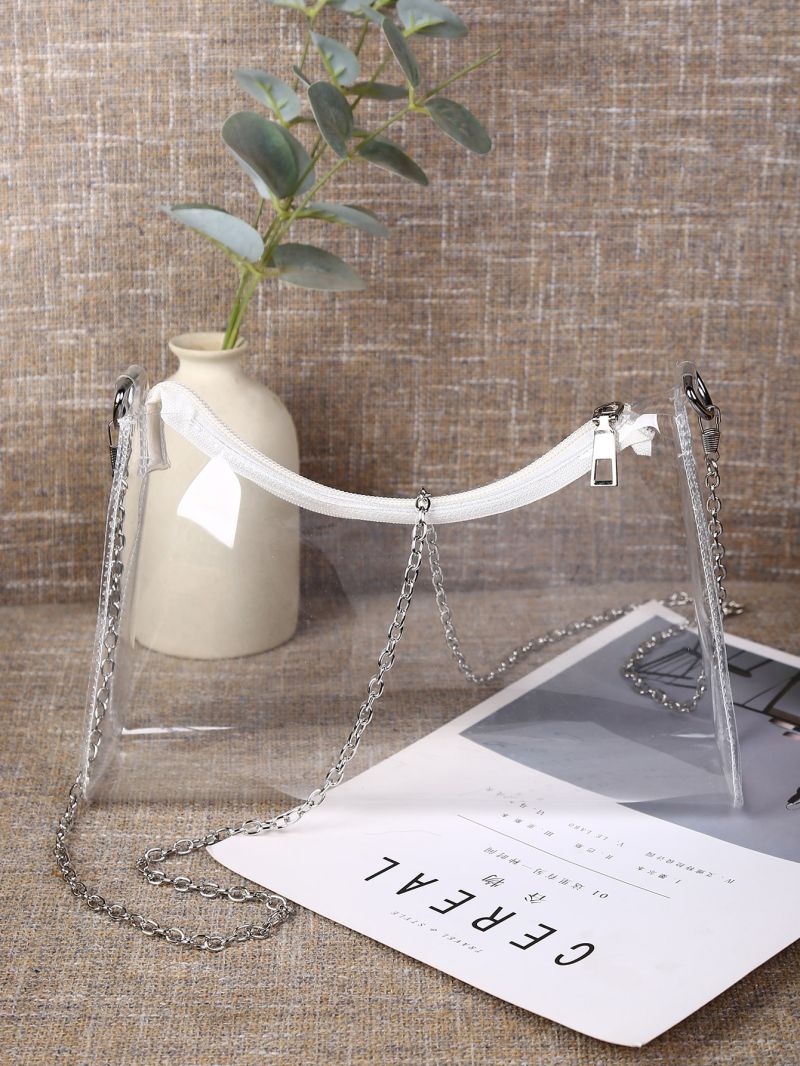 Clear Zipper Chain Square Bag