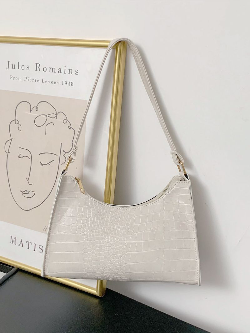 Croc Embossed Baguette Bag