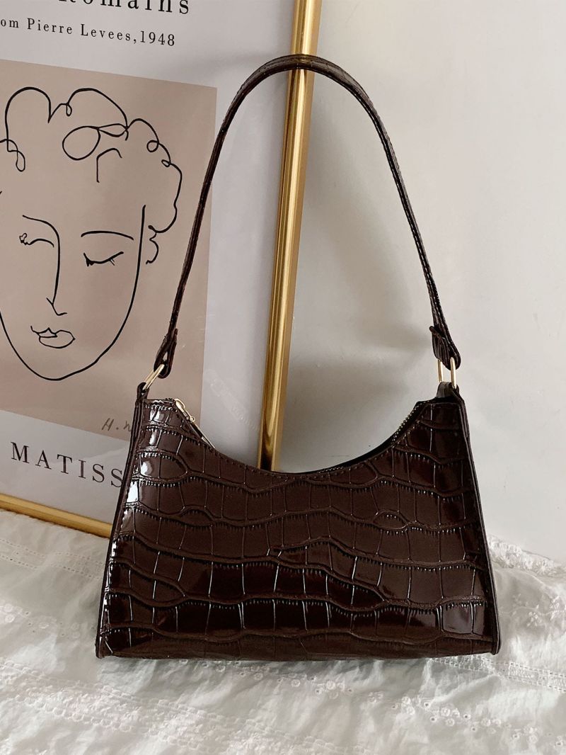 Croc Embossed Baguette Bag