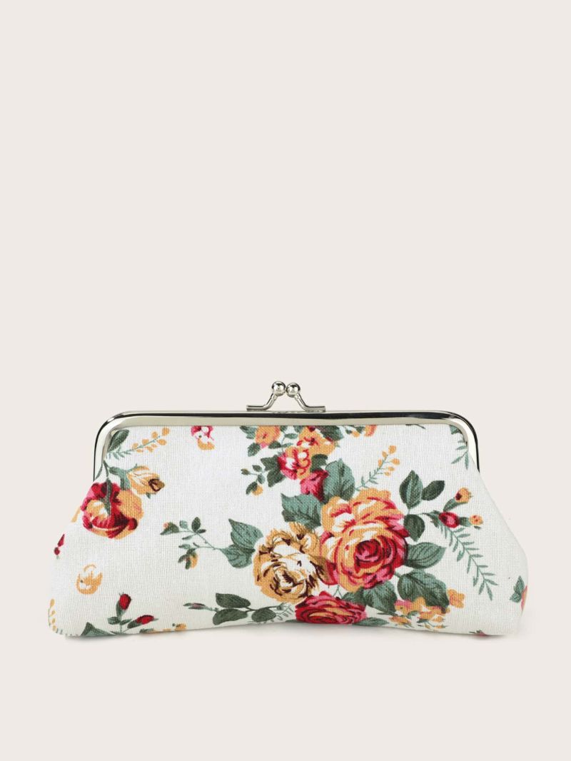 Kiss Lock Floral Print Purse