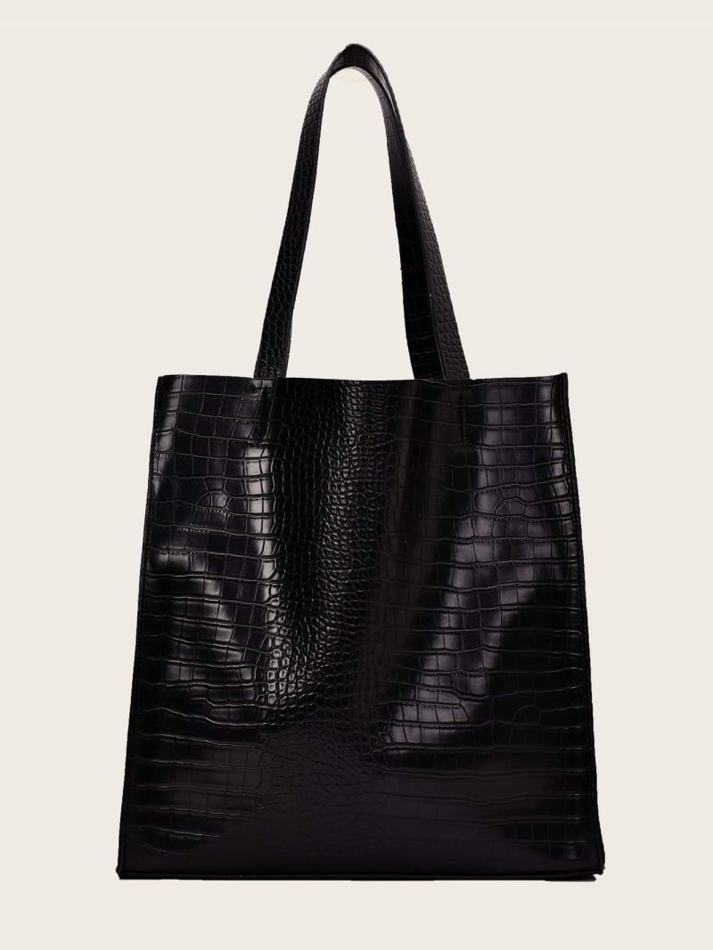 Croc Embossed Shoulder Tote Bag