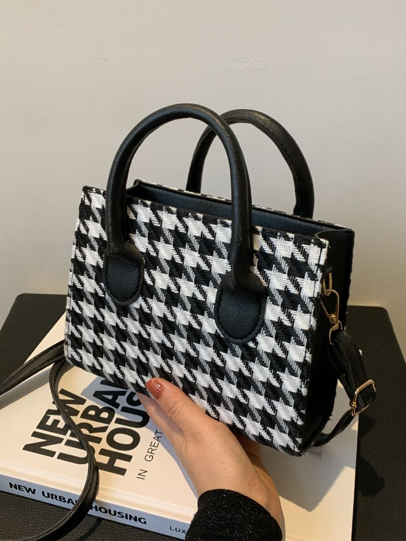 Houndstooth Pattern Square Bag