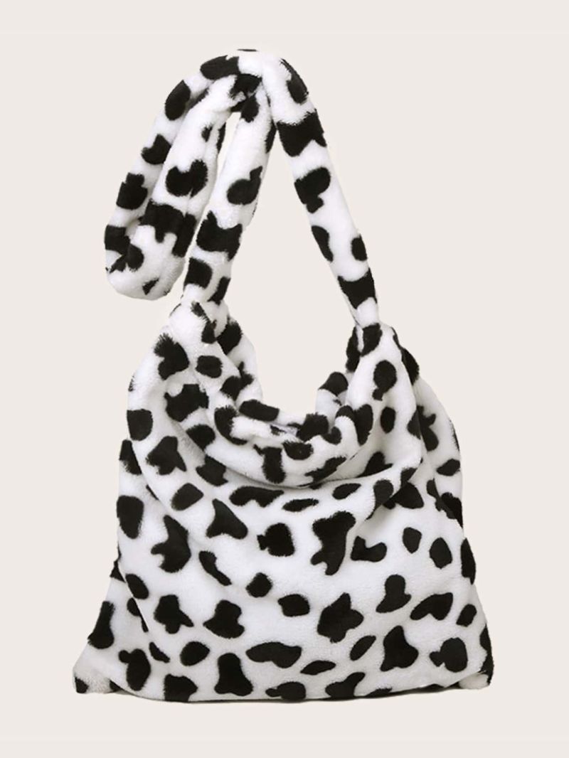 Cow Pattern Fluffy Crossbody Bag