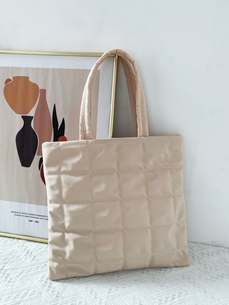 Minimalist Quilted Shoulder Tote Bag