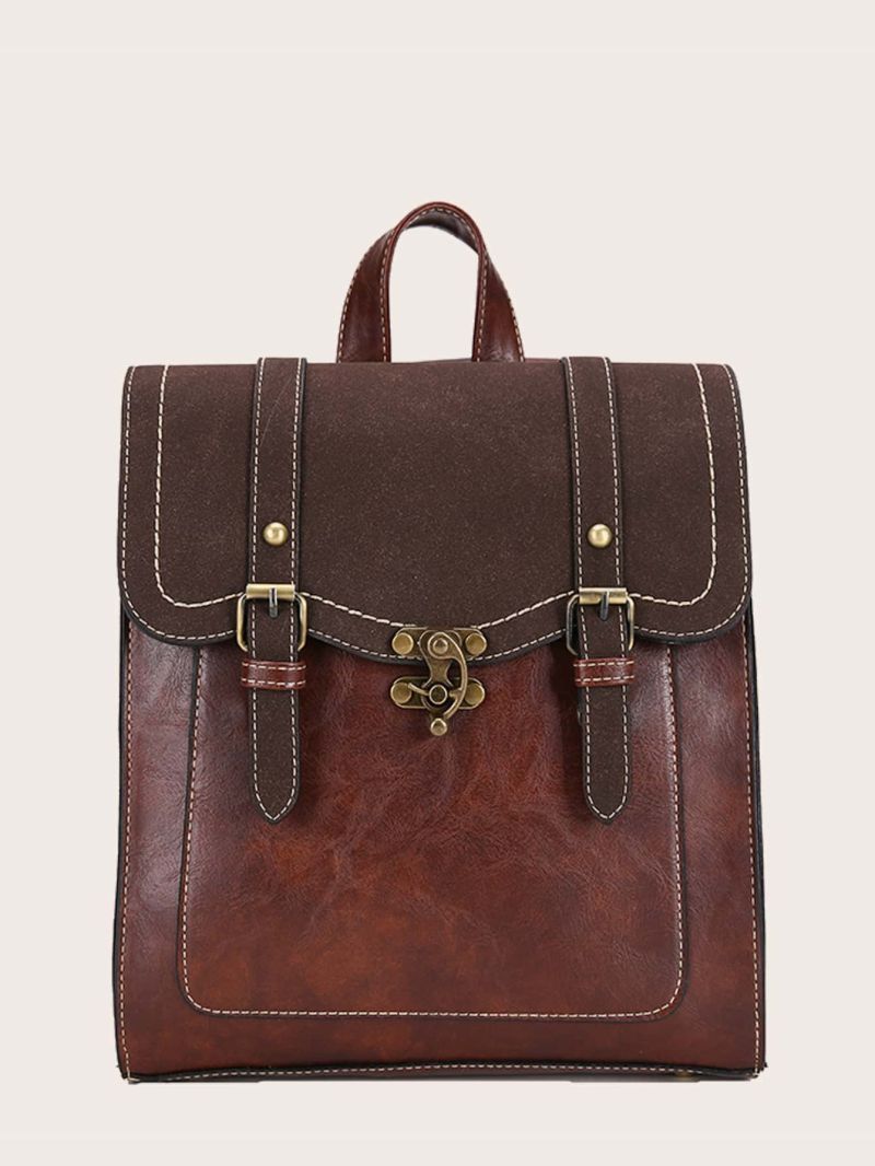 Double Buckle Decor Flap Backpack