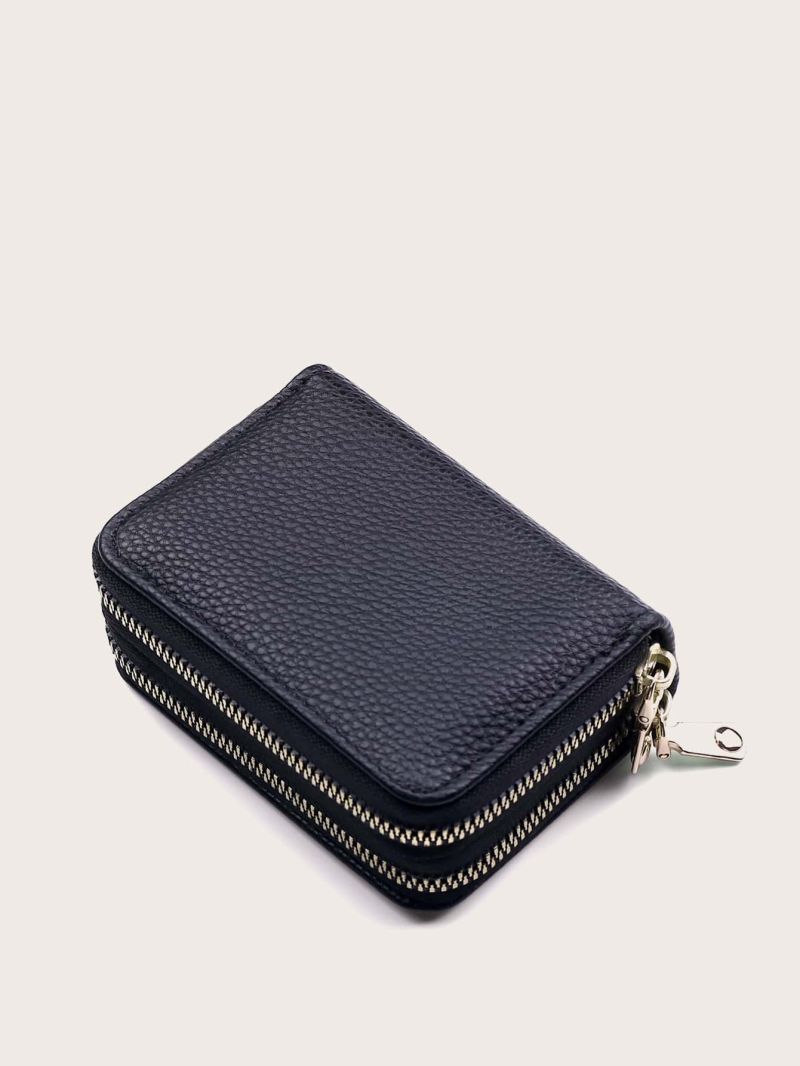Litchi Embossed Zip Around Small Wallet