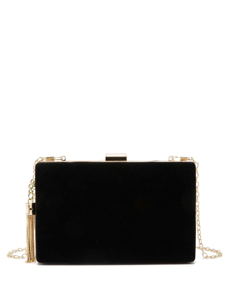 Mini Tassel Detail Glitter Chain Box Bag