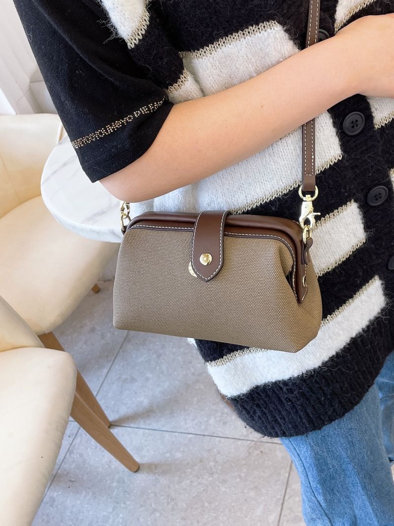 Snap Button Crossbody Square Bag
