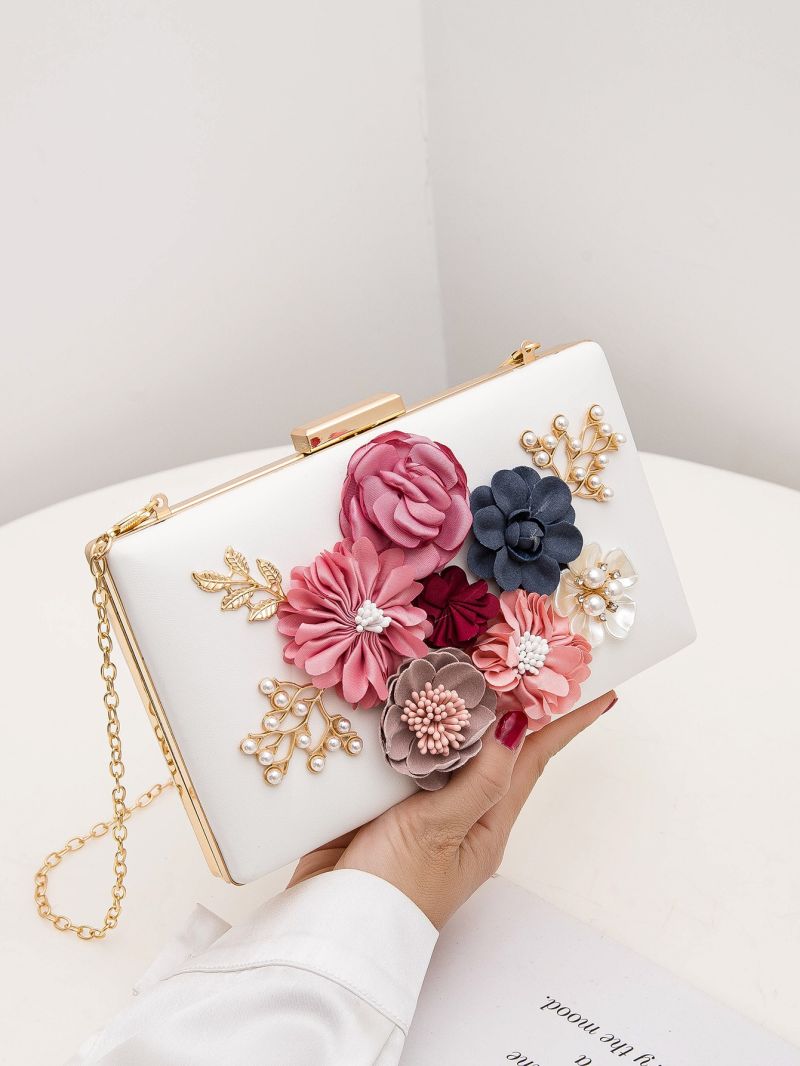 Mini Appliques & Faux Pearl Decor Chain Box Bag